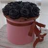 15 черных роз в розовой коробке R822